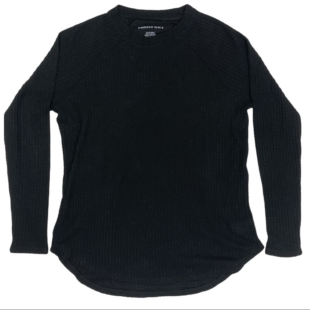 AEO Long Sleeve Waffle Thermal Black (XS)